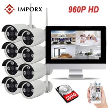 IMPORX 960 P 8CH Беспроводной NVR Kit 1" ЖК-дисплей монитор Экран Wi-Fi видеонаблюдения Системы 1.3MP IP Камера открытый P2P комплект видеонаблюдения