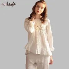 Fdfklak весна осень новые хлопковые пижамы женские пижамы с принтом женские повседневные женские пижамы Домашняя одежда пижамы наборы белый E0882