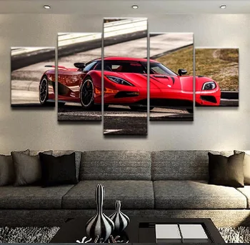 

Canvas Poster Wall Art Home Decor Framework 5 Pieces Koenigsegg Paintings For Living Room HD Prints Red Car Sport Pictures
