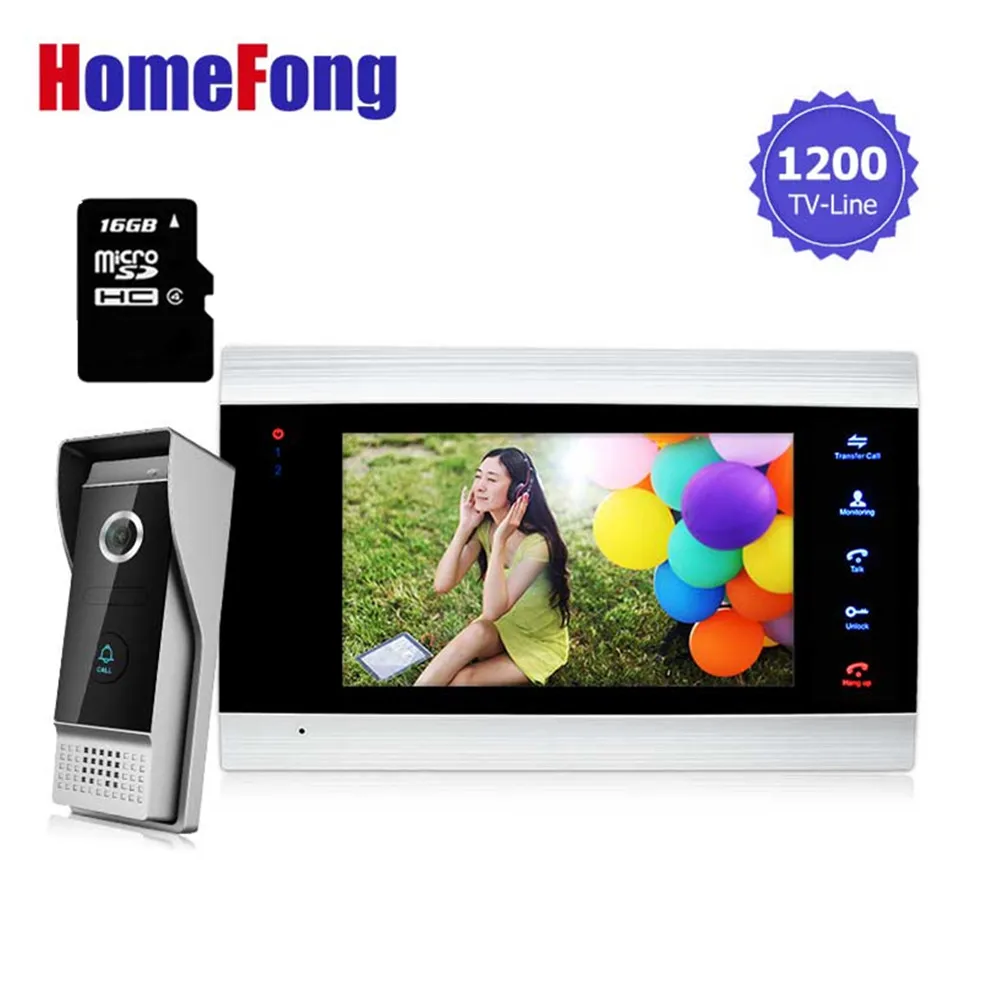 Homefong 7 &quotвидеодомофон видео домофон TFT 1200TVL монитор Двери рекордер система SD/TF