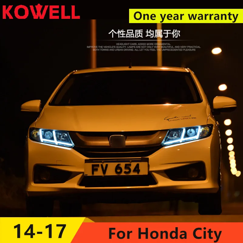 KOWELL автомобильный Стайлинг для Honda City- светодиодный фонарь для городской головы светодиодный фонарь дневного света светодиодный DRL биксеноновый HID