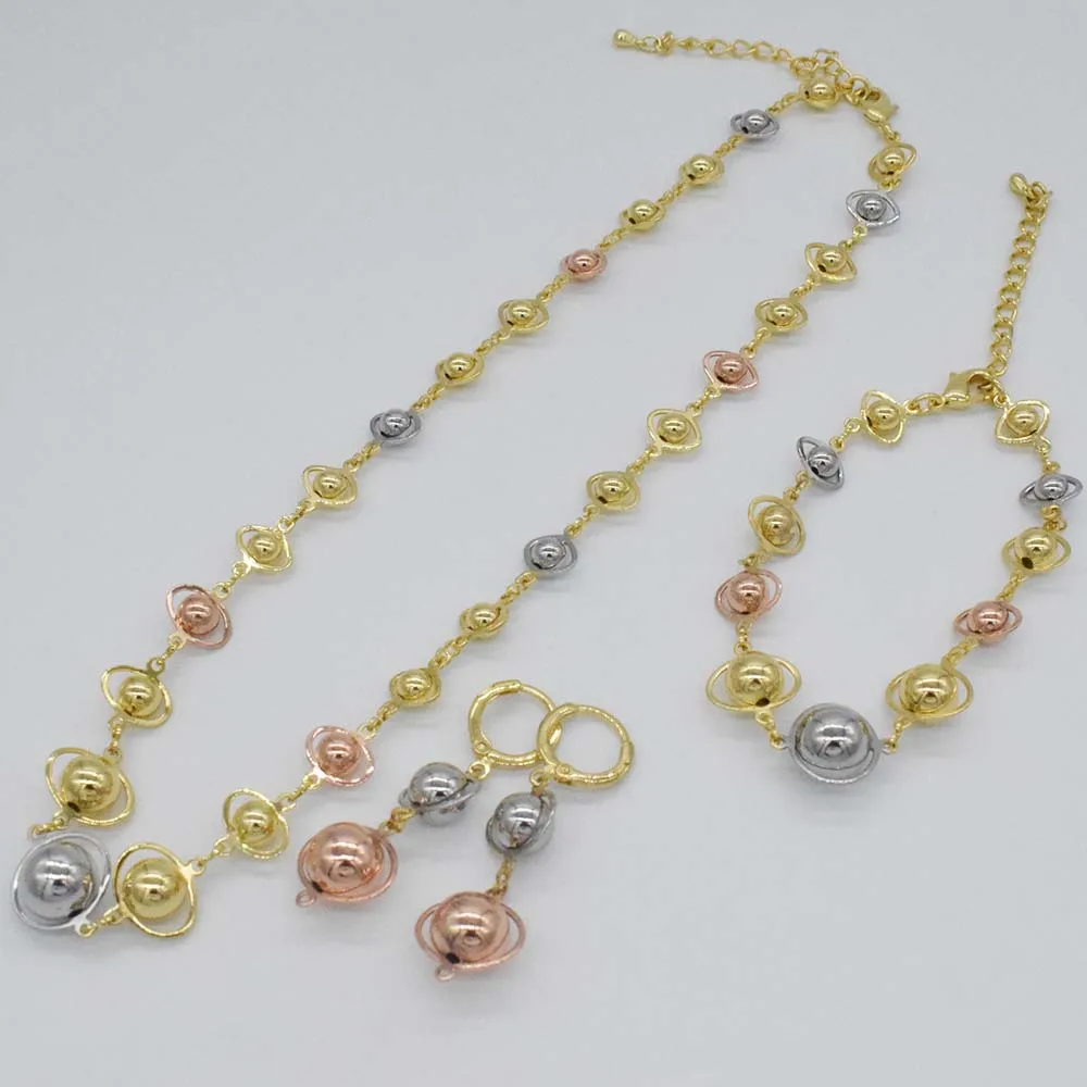 Fashion african beads jewlery set nigerian jewelry set for women indian gold jewelry handmade necklace hoop earrings wedding - Image 3