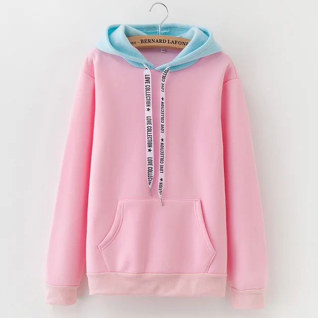 Patchwork warm soft good quality hoodie women girls similar combination