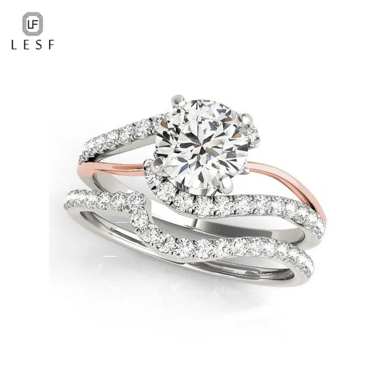 

LESF Fashion 1 ct engagement ring Women Pure 925 Sterling Silver Ring Ring Sets Jewelry Support customization