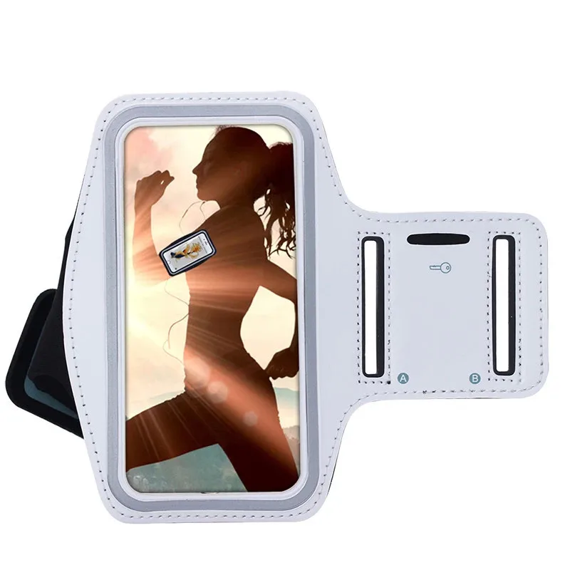 Мобильный телефон Нарукавники тренажерный зал Бег Спорт повязку для Huawei Ascend P8 защитный телефон Регулируемая Дело повязки - Цвет: White
