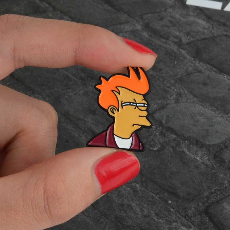 Милый мультфильм Futurama Philip J. Fry твердая Эмаль Булавка ТВ шоу значки броши для мужчин и женщин