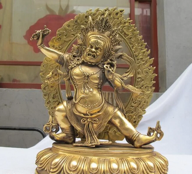 006561 13&quotTibet Buddhism Fane pure Brass Vajrapani Mahakala Buddha Statue | Дом и сад