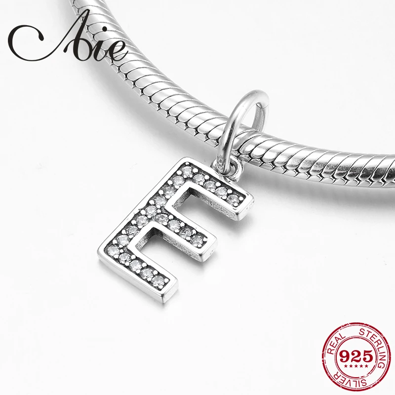 

Real 925 Sterling Silver Hot wholesale letter E pendant beads for jewelry making fit Original Pandora Charms Bracelet