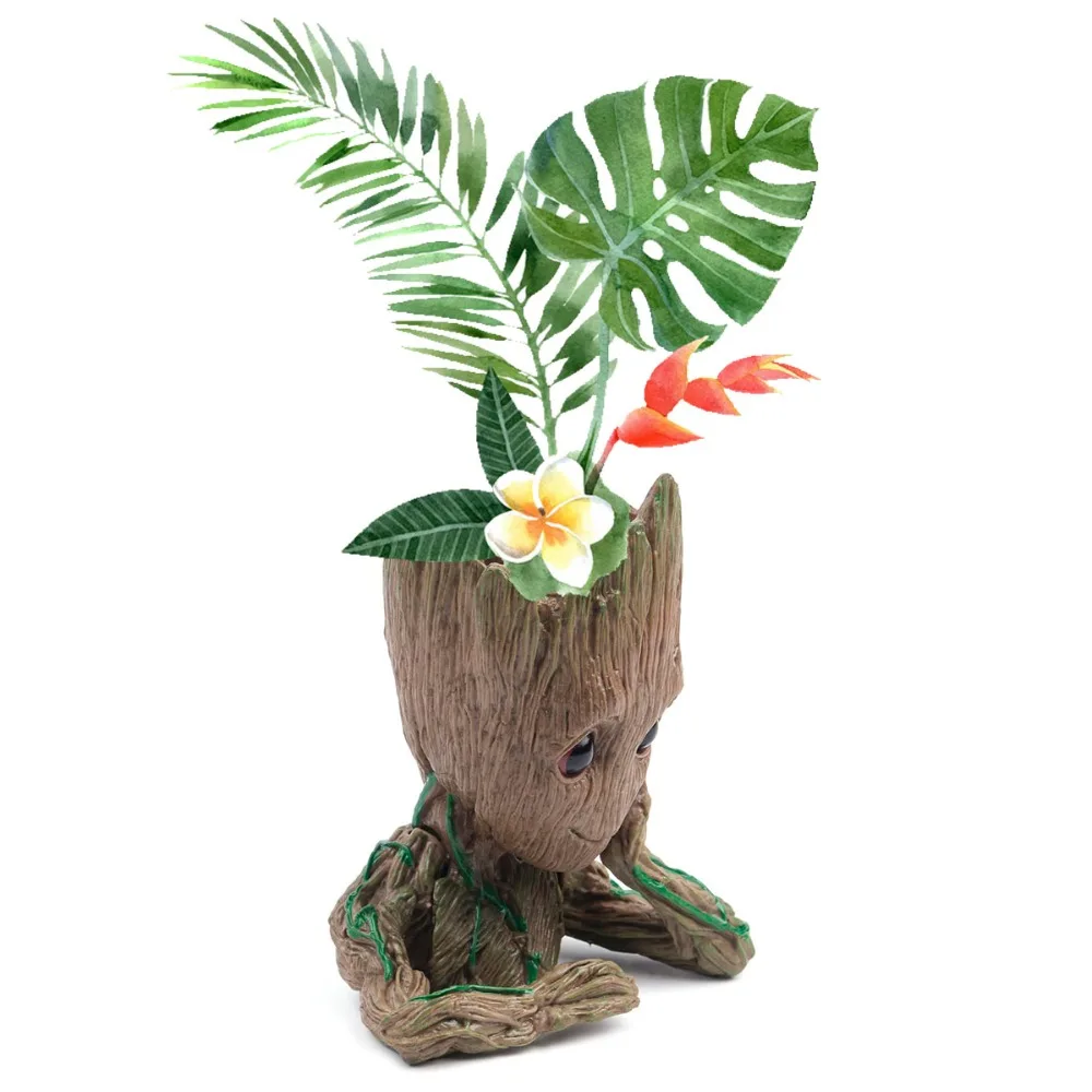 

Tree Man Shaped Creative Flowerpot pots for flowers Baby Action Figures Cute Model Toy Pen Pot holder PVC Hero Model Vessel