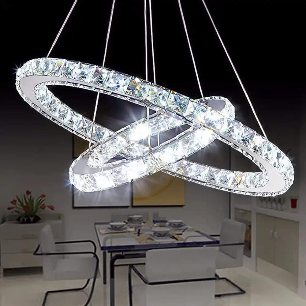Popular Diamond Ring Led Crystal Pendant Light Modern Led Circles