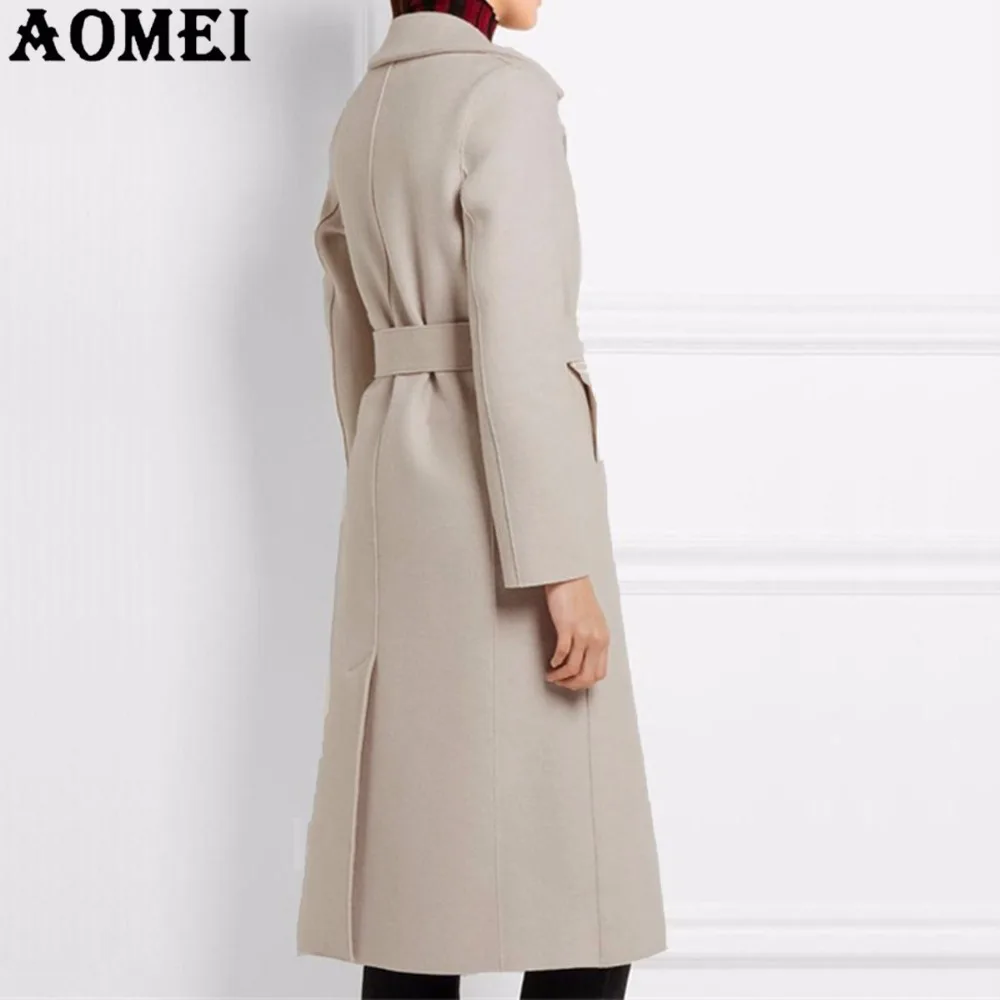 Женское модное длинное шерстяное пальто бежевого цвета, одежда для работы, Офисная Женская верхняя одежда, твид, новинка, зимнее, Осеннее, весеннее пальто, накидка