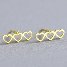 CHENGXUN трех серьги-гвоздики в форме сердца для Для женщин и девочек модные золотые ювелирные изделия аксессуары серьги подарок на день рождения для детей