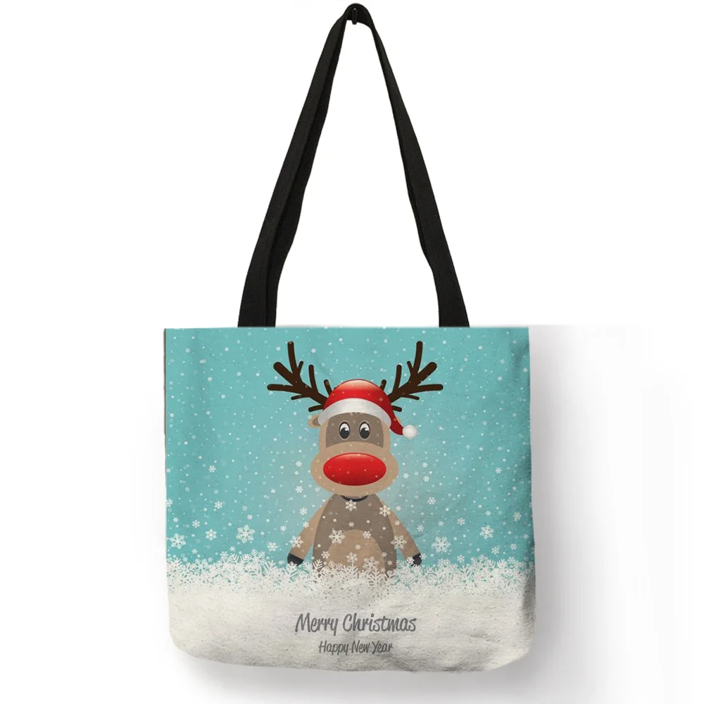  Winter New Design Sac Noel Women Totes Merry Christmas Cute Snowman Printed Eco Linen Fashion Pract - 32948003386