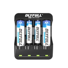 DLYFULL U4 AAA Cargador de batería NiMH AA Cargador 4 ranura 1,2 V NiCD baterías recargables Cargador de pilas recargables USB
