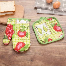 Утолщенные хлопчатобумажные Прихватки для духовки+ подставка для горшка, жаростойкие кухонные прихватки для готовки, выпечки, гриля, духовки, плюшевые прихватки