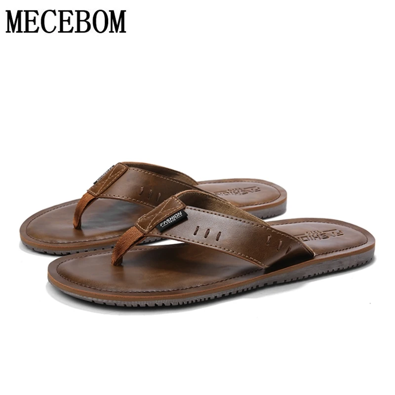 

Men's Slippers Summer New PU Flip Flops For Male Breathable Beach Slides Slip-on Men Casual Shoes 2001m