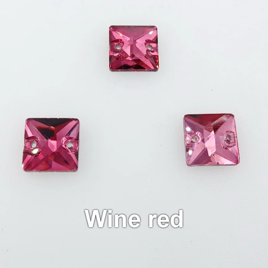 Квадратная форма, плоская задняя часть, с двумя отверстиями, стеклянный кристалл, 6 размеров, пришитые Стразы, стразы, бисер, свадебная обувь, сумки, сделай сам, отделка - Цвет: A20 Wine red