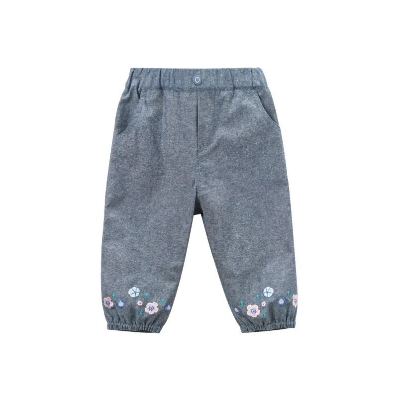 DBM9892-2 dave bella/весенние штаны с цветочным принтом для маленьких девочек детские длинные штаны с подкладкой для малышей - Цвет: blue