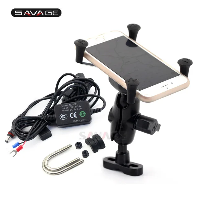 

Phone Holder USB Charger For Aprilia Caponord 1200/ Tuono V4R 1000R/ Dorsoduro 1200 Motorcycle GPS Navigation Bracket X-Grip