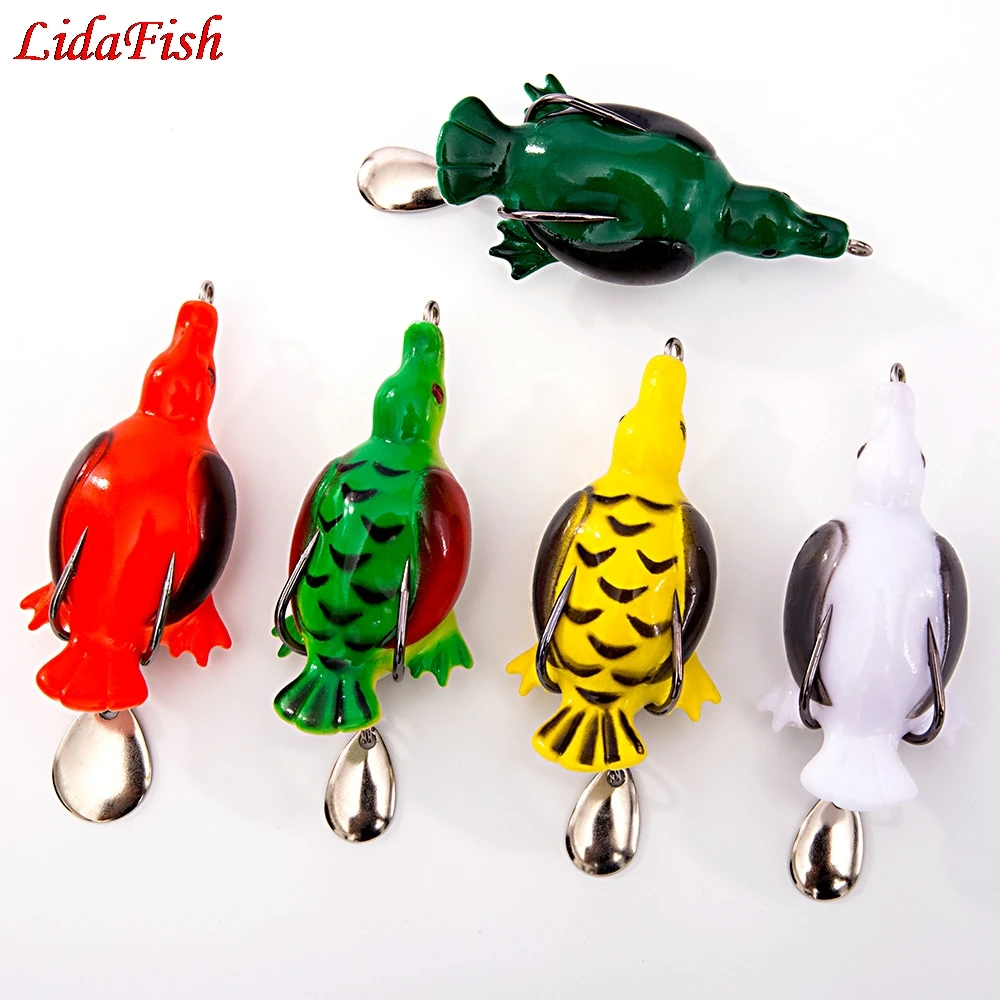  13g 6.5cm Fishing Lure Artificial Duck Soft Bait with Spoon for Snakehead Swimming Soft Baits Rig H