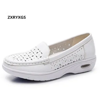 

Light comfortable white genuine leather shoes woman air cushion shoes flat non-slip Breathable sandals women shoes casual shoes