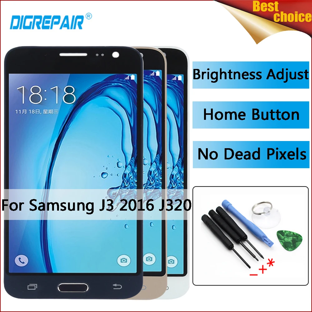 

5" J320F LCD For Samsung Galaxy J3 2016 Display J320 J320F J320A J320M LCD Digitizer Touch Screen Assembly J3 2016 Screen Button