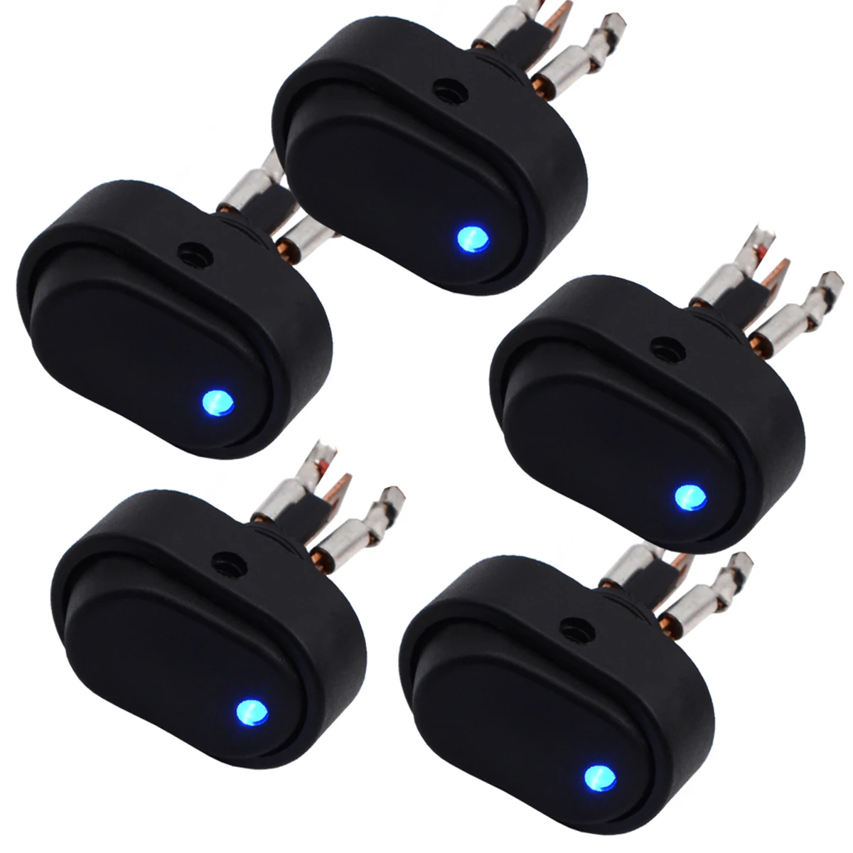 5pcs 12V 30A 3-Pin On / Off Oval LED Reset Push Button Switch for Motorcycle Car Boat (Black) | Автомобили и мотоциклы