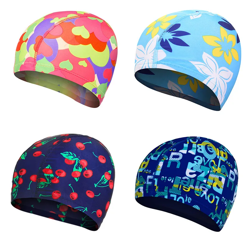 

Summer Print Swimming Caps Unisex Waterproof Stretchable Comfortable Ears Protection Long Hair High Elastic Swiming Bathing Hats