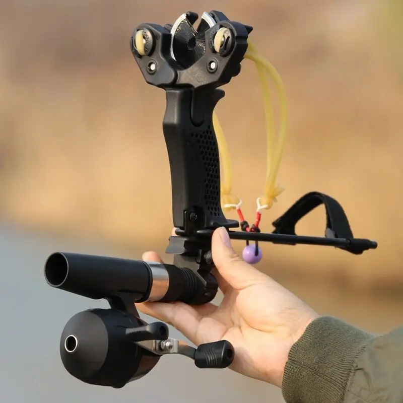 

Fishing Slingshot Fishing Reel Stainless Steel Bowfishing Catapult Kit Broadheads Darts Protection Wristband Handguard