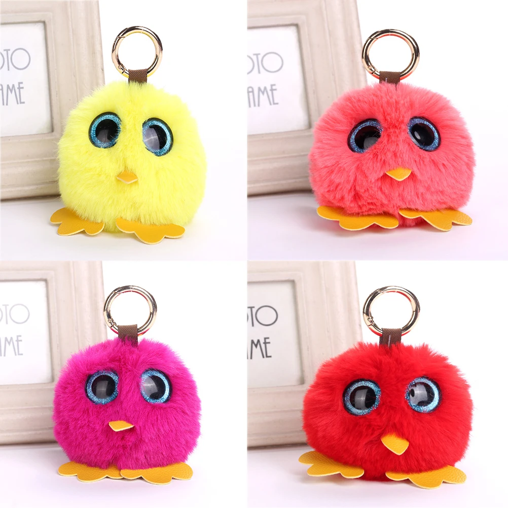 Women Backpack Bunny Fur Keychains Bag Car Charm Owl Key Chains Chaveiro NEW 15cm Fluffy Faux Fox Fur Pom pom Keychains