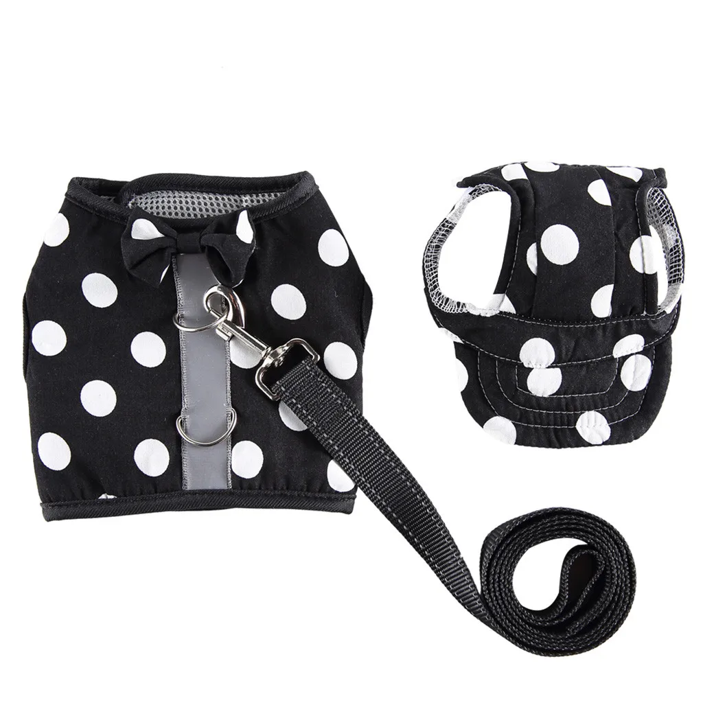 

Trsnser Dog Collar Black Polyester Pet Dogs Chest Strap Print Pattern Neck Chest Belt Comfort Vest With Bell Harness 19May7 P40