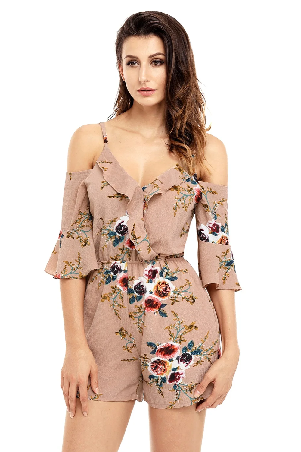 Apricot-Multi-Floral-Ruffle-Wrap-Cold-Shoulder-Playsuit-LC64278-21-4