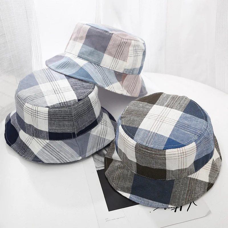 

womens plaid bucket hat new 2019 harajuku folding hat japanese estate 2019 accessori k pop summer spring sun hat fishing hat