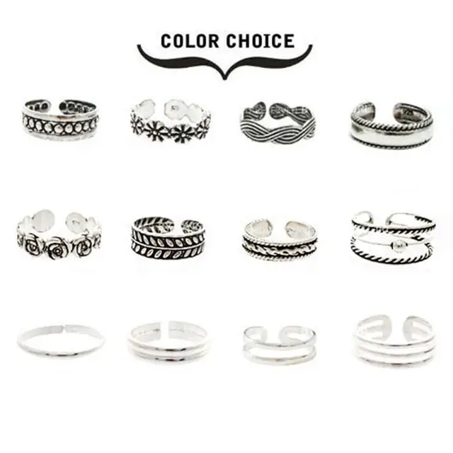 XIUFEN 2018 New Ring Sets Fashion Simple Retro Carved Flower Toe/Foot Finger Rin XIUFEN 2018 New Ring Sets Fashion Simple Retro Carved Flower Toe/Foot Finger Rin