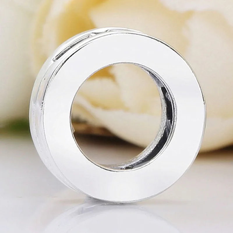 

New 925 Sterling Silver Bead Charm Smooth Reflexions Logo Clip Stopper Lock Beads Fit Pandora Bracelet Bangle Diy Jewelry