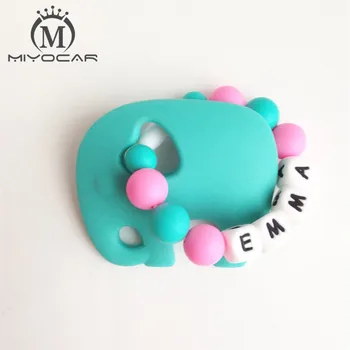 

Personalised --Any name Silicone Elephant Teething Ring No BPA food grade safe Silicone Teether Baby Teething Toy Chew Beads