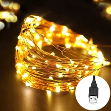 5 V Tira CONDUZIDA Luz 5 M 10 M à prova d' água USB Fio de Cobre LED String Fada lâmpada Deco luz TV PC Decoração de Festa de Casamento de iluminação