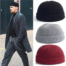 Chapéu de malha masculino gorro skullcap marinheiro boné manguito brimless retro estilo marinho gorro tt @ 88(China)