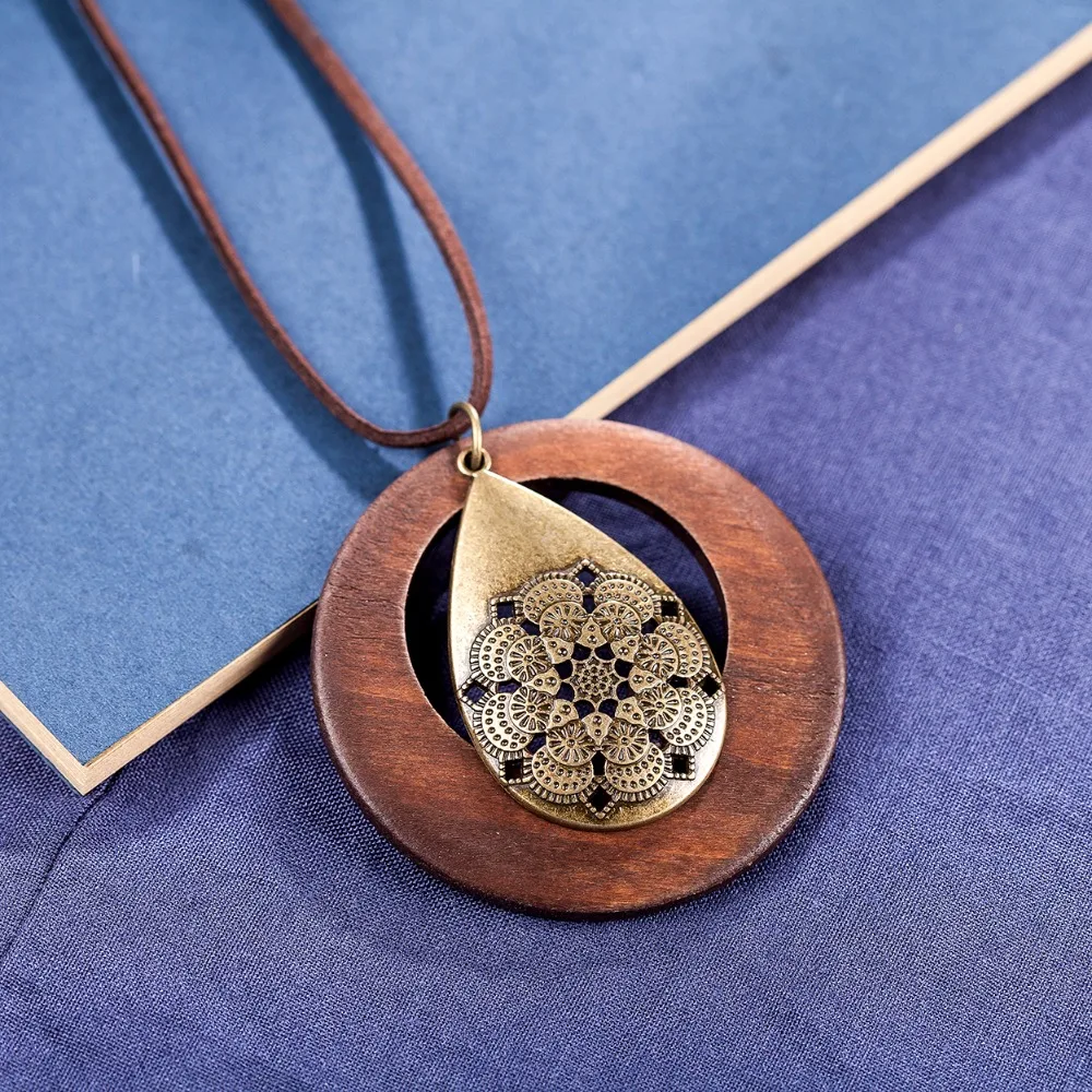 Винтажные женские Ожерелья для мужчин Jewelry основа для кулонов и ожерелья деревянный кулон ожерелье Mujer колье-ошейник женские длинные Цепочки и ожерелья