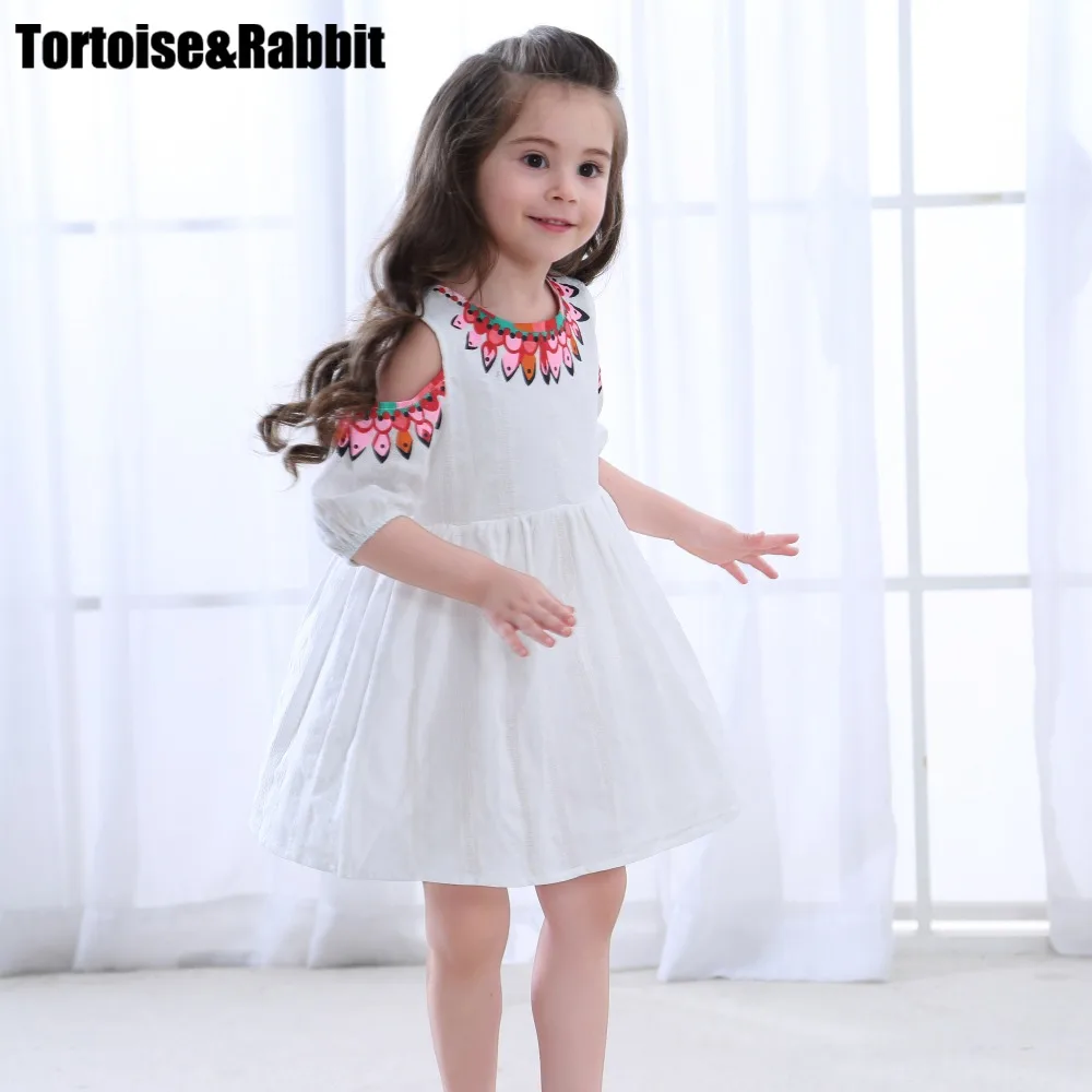 Summer Girls Off Shoulder Dress Child Girl A Line Dresses Kids Pure ...