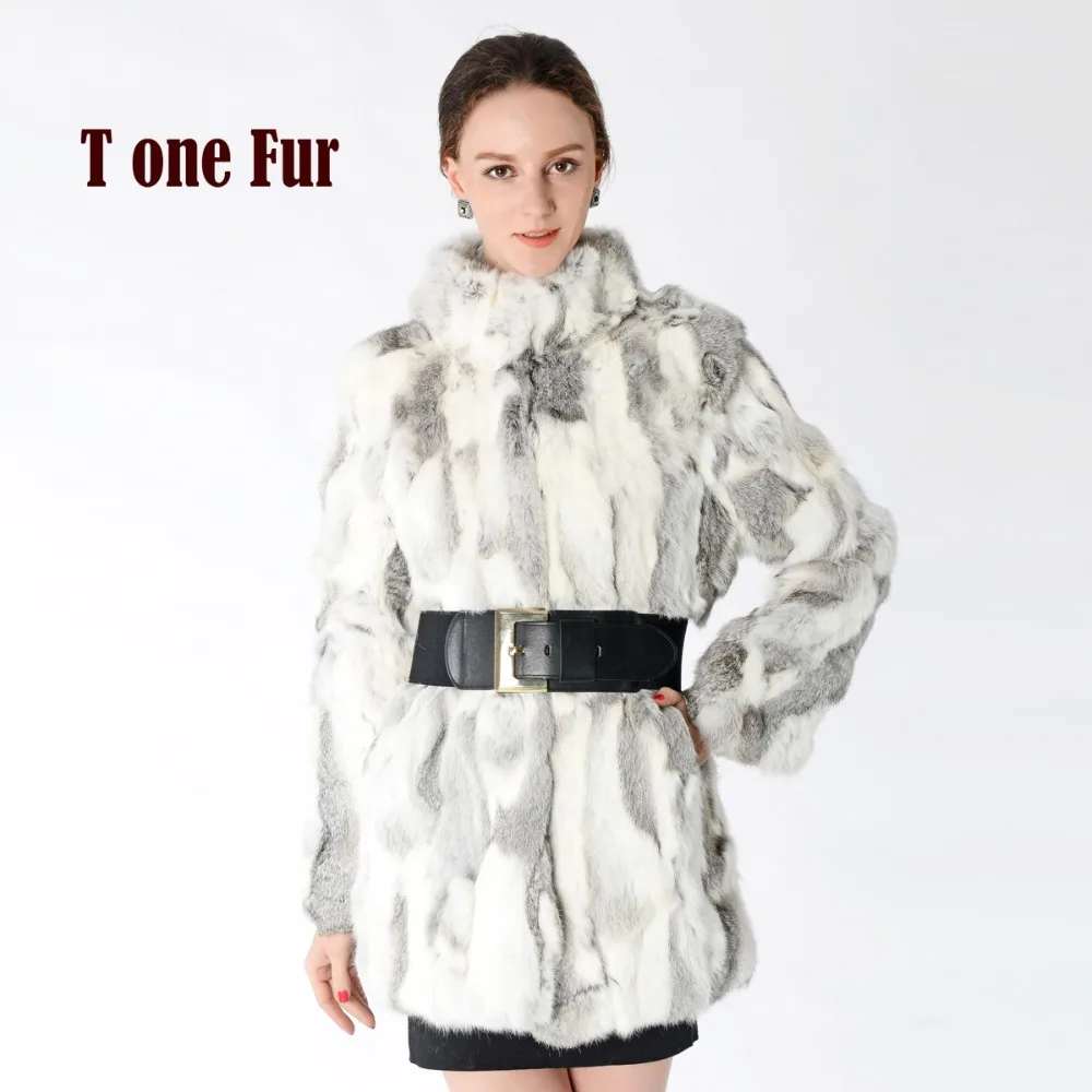 

New Arrival Full Pelt Real Rabbit Fur Coat Women Nature Fur Jacket Female Fashion Factory good quality Fur Overcoat KNT147
