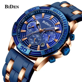 

New Watches Men Luxury Brand BIDEN Chronograph Men Sports Watches Waterproof Steel Quartz Men's Watch Relogio Masculino