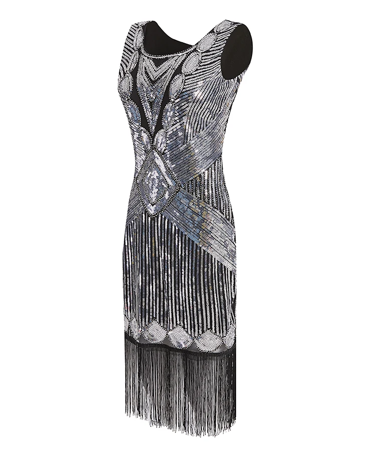 Дамское винтажное платье 1920 s, костюм Грейт Гэтсби, Хлопушка, блестки, бисероплетение, бахрома, вышивка, Ретро стиль, Charleston, свадебное коктейльное платье
