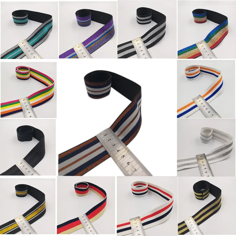

1M Elastic Bands 4cm Wide Grain Trousers Elastic Ribbon Waistband Colorful Stripe Rubber Band 40mm Webbing Bags Sewing Cloth 5M
