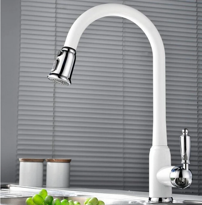 New Style Top Quality Brass Spring Pull Out Kitchen Sink Faucet Single Handle Hot Cold