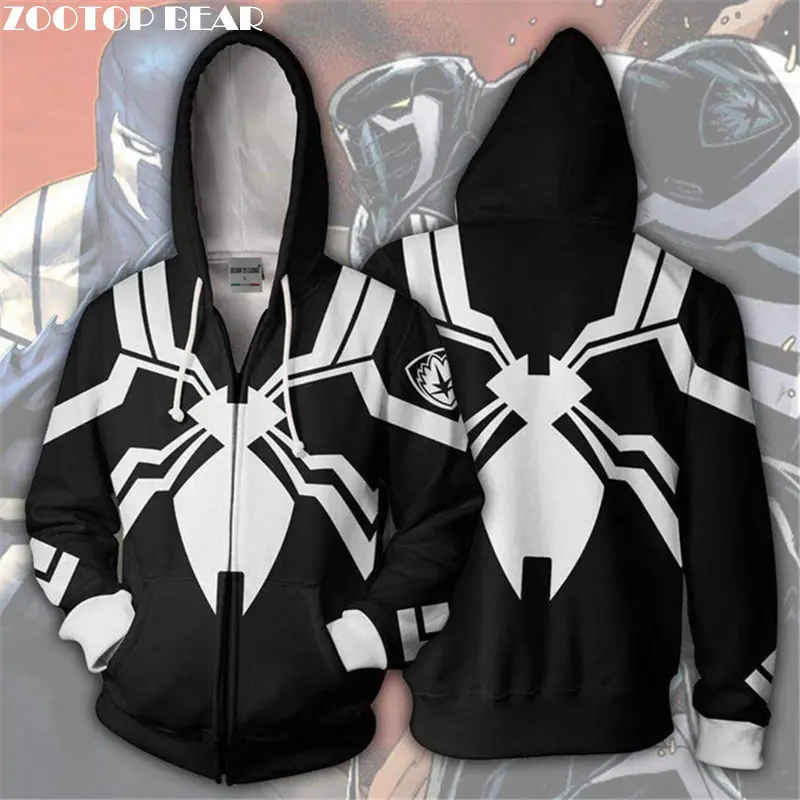 EU Size 3D Zipper Hoodies Avengers Endgame White Spider The Avengers 4 Men Casual Sweatshirt Printed Pullover Marvel ZOOTOPBEAR