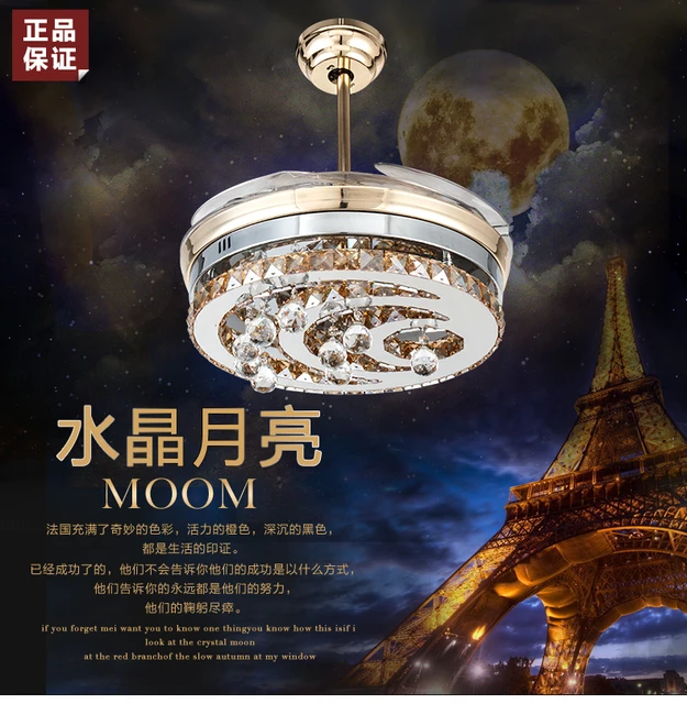 Led Crystal Ceiling Fan Lights 42inch Design Living Room Modern