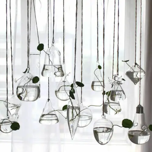 Flower Hanging Vase Glass Planter Plant Terrarium Container Home Wedding Decor Air Planter Decoratives Vase