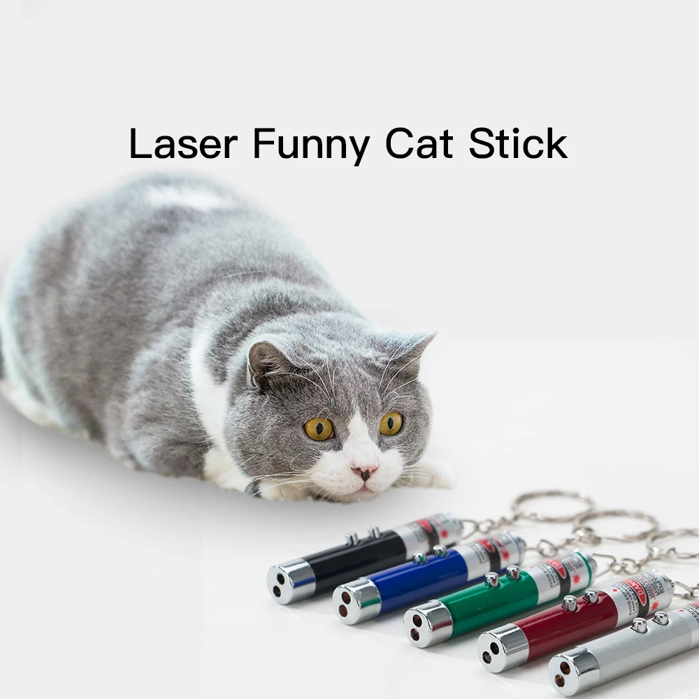 

OUYXR Cat Toy Laser Toys Funny Cat Stick 2 in 1 Laser LED Double Button Red Laser Pointer White LED Light Pet Cat Dog Supply