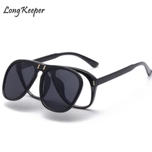 Длинный Хранитель женский Овальный флип-ап солнцезащитное стекло es двойные линзы Брендовое модное стекло es женские большие прозрачные линзы винтажное стекло UV400